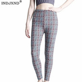 INDJXND Grid Leggings Sportske ženske fitness Push Up joga hlače visokog struka Tajice za trčanje Elastična odjeća za teretanu do gležnja