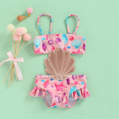 Mazuļu meiteņu vasaras nāriņas peldkostīms, apdrukātas spageti siksnas, bezpiedurkņu apvalka peldkostīms maziem bērniem no 3 mēnešiem līdz 4 gadiem