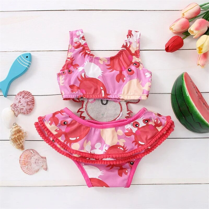 Mazuļu meiteņu vasaras nāriņas peldkostīms, apdrukātas spageti siksnas, bezpiedurkņu apvalka peldkostīms maziem bērniem no 3 mēnešiem līdz 4 gadiem