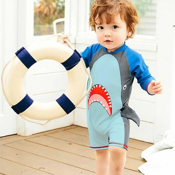 Детски бански костюм от една част Сладка акула за бебета/деца, момчета и момичета, устойчив на слънце, бързо съхнещ бански костюм, бански костюм