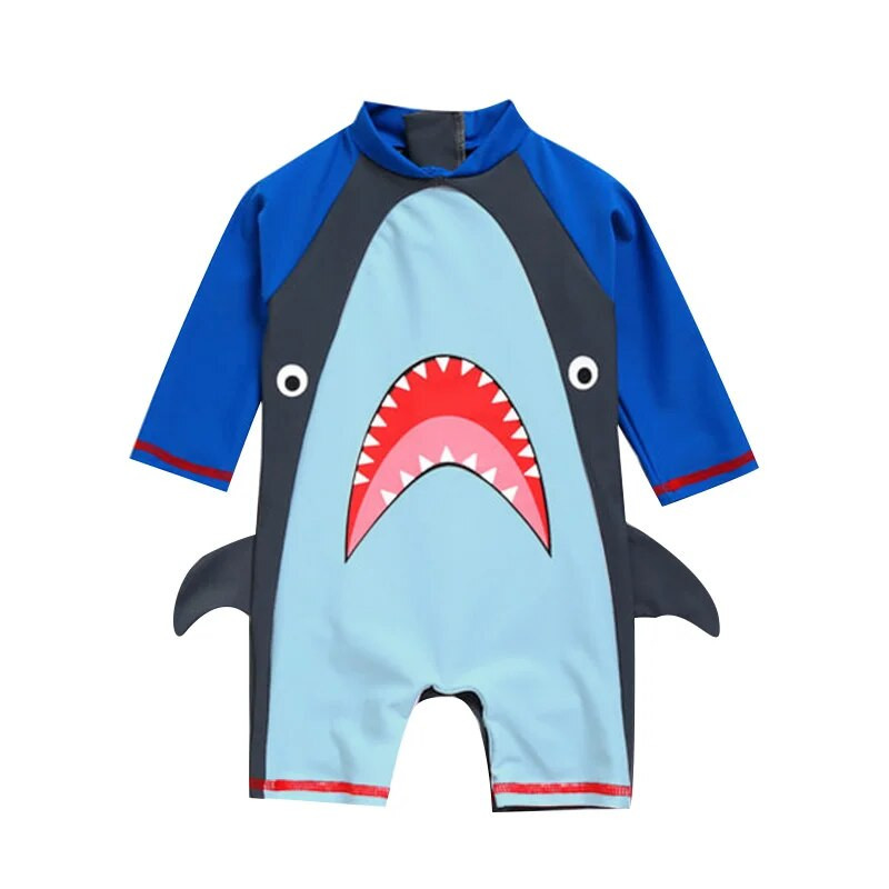 Bērnu viendaļīgs peldkostīms Cute Shark zīdaiņiem/bērniem zēniem un meitenēm Saules necaurlaidīgs ātri žūstošs peldkostīms peldkostīms