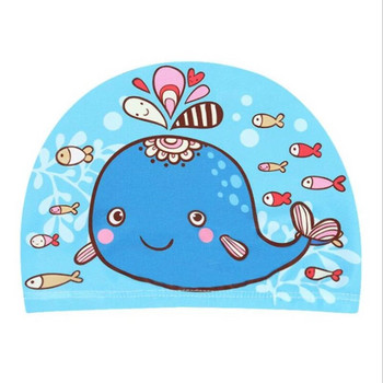 Нови сладки аниме детски водоустойчиви шапки за плуване Защитни уши Дълга коса Спортна шапка за плуване в басейн Анимационни шапки за плуване за деца