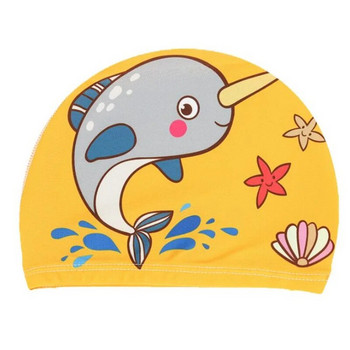 Нови сладки аниме детски водоустойчиви шапки за плуване Защитни уши Дълга коса Спортна шапка за плуване в басейн Анимационни шапки за плуване за деца