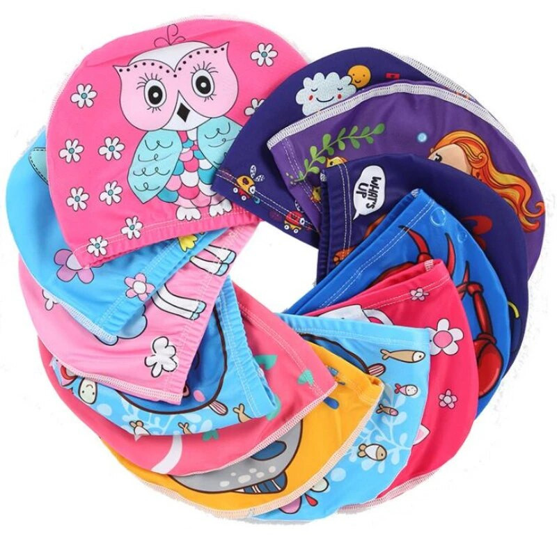 Jaunas jaukas Anime bērnu ūdensnecaurlaidīgas peldcepures Aizsargājošas ausis Gari mati Sporta peldbaseina cepure multfilmas peldcepures bērniem