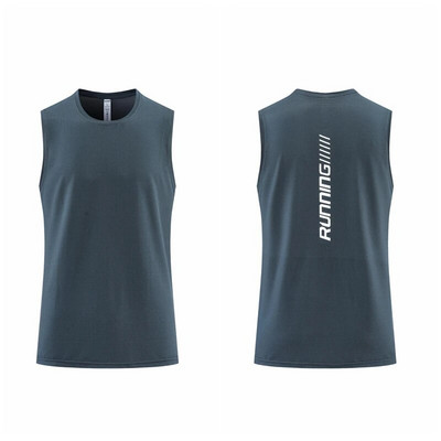 Bėgimą atspindinčios sportinės liemenės Vyrams Vasaros plonas ledinis šilkas Greitai džiūstantys marškinėliai be rankovių Krepšinio treniruotės kūno rengybos drabužiai