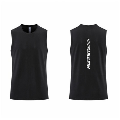 Bėgimą atspindinčios sportinės liemenės Vyrams Vasaros plonas ledinis šilkas Greitai džiūstantys marškinėliai be rankovių Krepšinio treniruotės kūno rengybos drabužiai