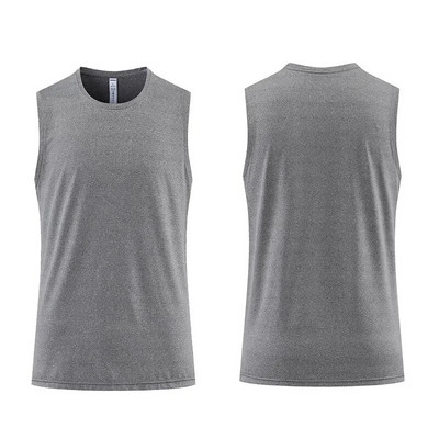 Bėgimą atspindinčios sportinės liemenės Vyrams Vasaros plonas ledinis šilkas Greitai džiūstantys marškinėliai be rankovių Krepšinio treniruotės kūno rengybos drabužiai