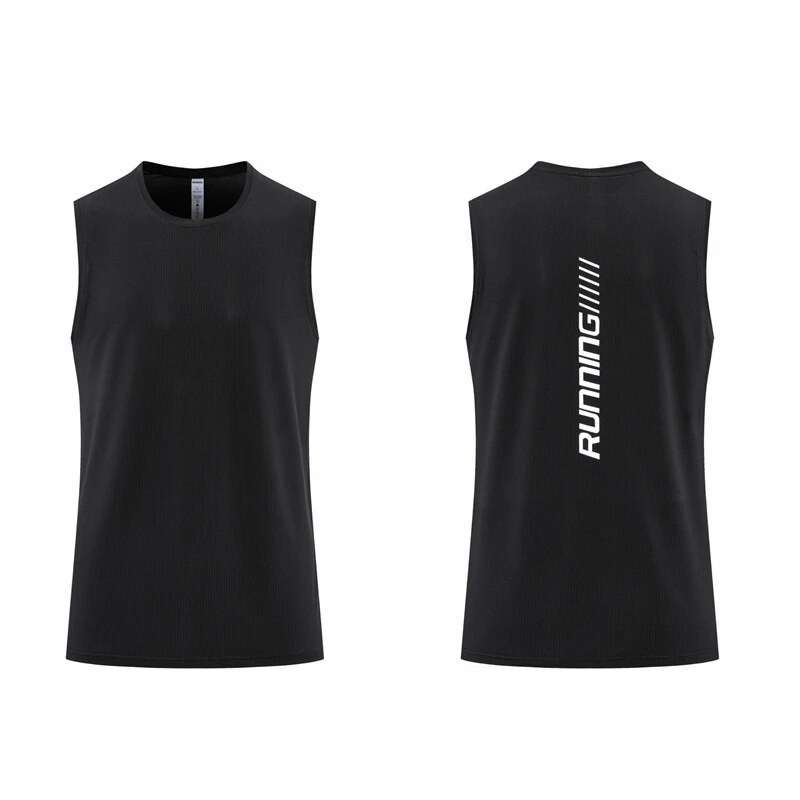 Bėgimą atspindinčios sportinės liemenės Vyrams Vasaros plonas ledinis šilkas Greitai džiūstantys marškinėliai be rankovių Krepšinio treniruotės kūno rengybos drabužiai