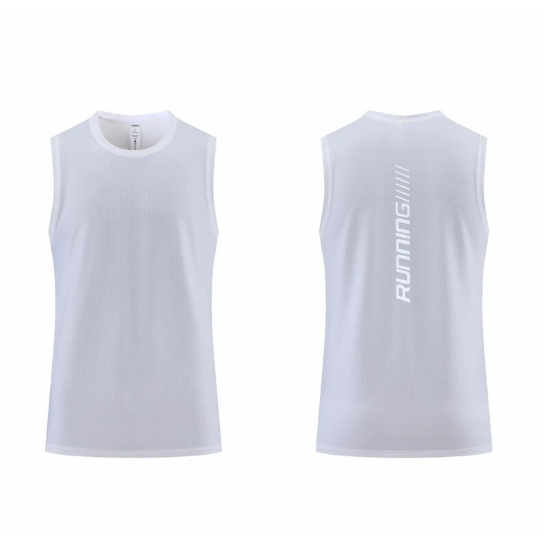Bėgimą atspindinčios sportinės liemenės Vyrams Vasaros plonas ledinis šilkas Greitai džiūstantys marškinėliai be rankovių Krepšinio treniruotės kūno rengybos drabužiai