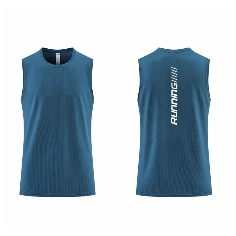 Bėgimą atspindinčios sportinės liemenės Vyrams Vasaros plonas ledinis šilkas Greitai džiūstantys marškinėliai be rankovių Krepšinio treniruotės kūno rengybos drabužiai