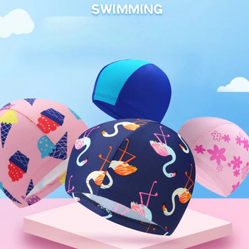 Детска шапка за плуване Карикатура Удобна шапка от плат Бебешка разтегателна шапка за плуване Оборудване за плувен басейн за момичета