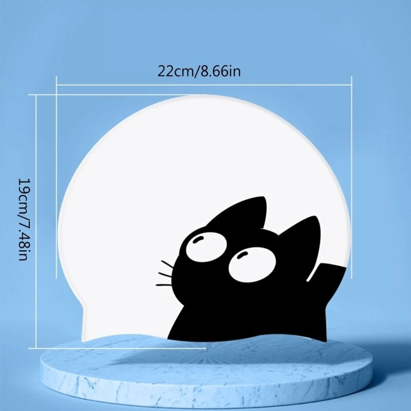 Удебелена анимационна котешка шапка за плуване Еластична силиконова водоустойчива дълга коса Ушите защитават личността Шапки за плуване за жени Момичета