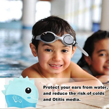 Χαριτωμένο κολύμπι με ελαστική σιλικόνη πισίνα κολύμβηση S Παιδιά κορίτσια αγόρια Αδιάβροχο καπέλο προστασίας αυτιών για το καλοκαίρι