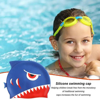 Χαριτωμένο κολύμπι με ελαστική σιλικόνη πισίνα κολύμβηση S Παιδιά κορίτσια αγόρια Αδιάβροχο καπέλο προστασίας αυτιών για το καλοκαίρι