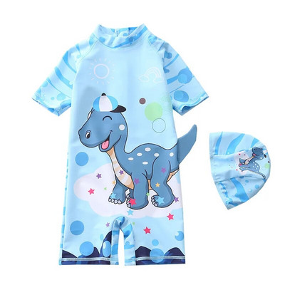 Peldkostīms zēnam, viengabalains peldkostīms ar garām piedurknēm, bērnu dinozauru kombinezoni, bērnu peldkostīmi zēniem pludmales zīdaiņu peldkostīmi