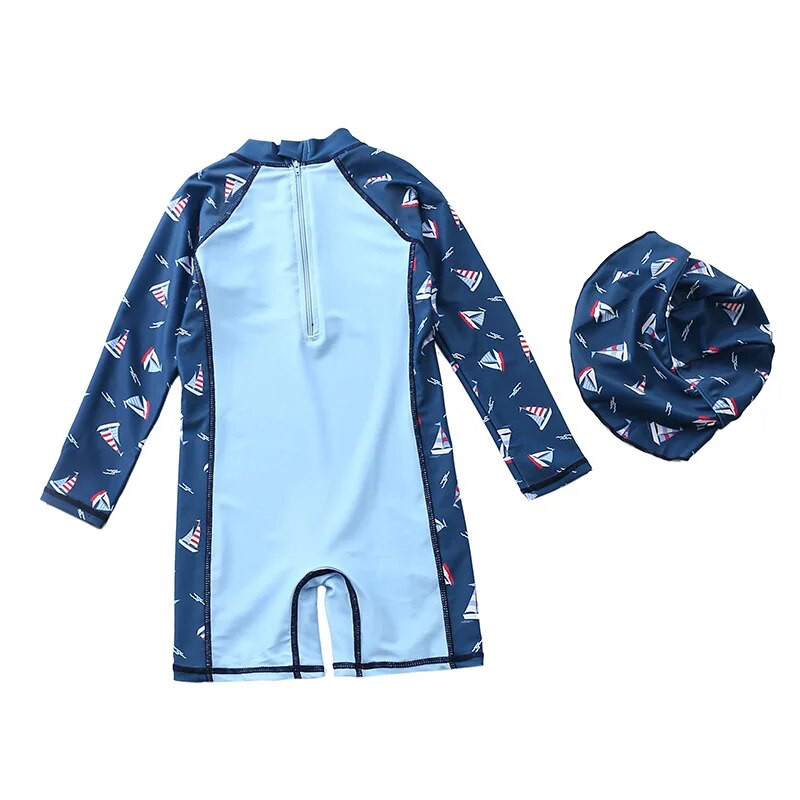 Peldkostīms zēnam, viengabalains peldkostīms ar garām piedurknēm, bērnu dinozauru kombinezoni, bērnu peldkostīmi zēniem pludmales zīdaiņu peldkostīmi