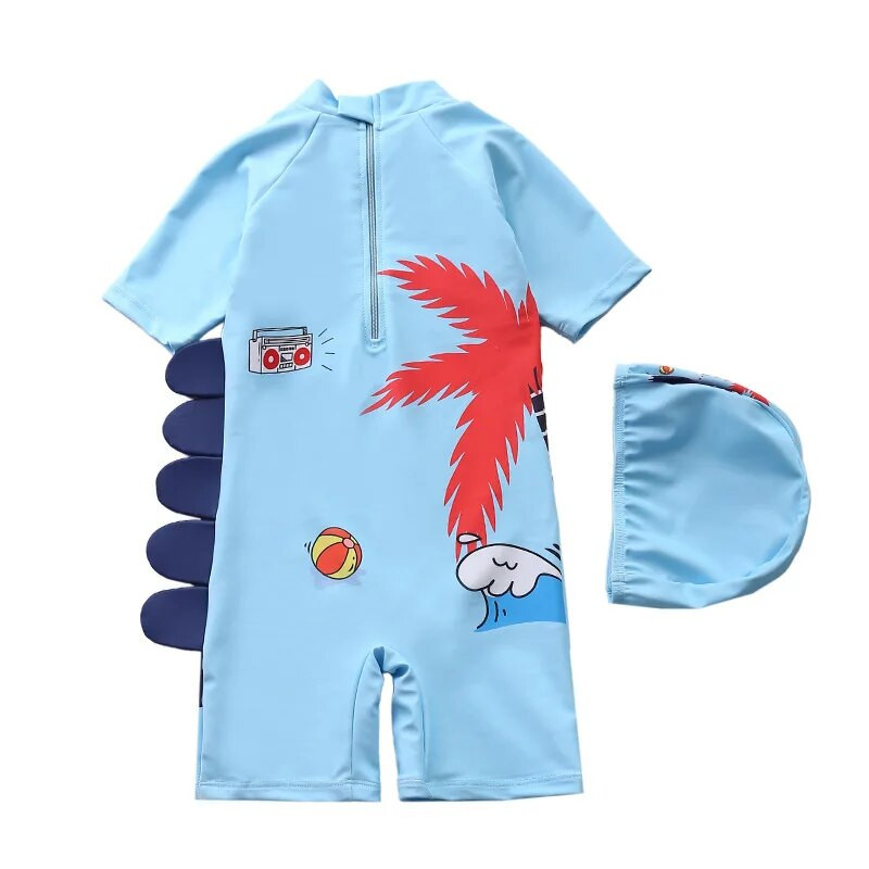 Peldkostīms zēnam, viengabalains peldkostīms ar garām piedurknēm, bērnu dinozauru kombinezoni, bērnu peldkostīmi zēniem pludmales zīdaiņu peldkostīmi