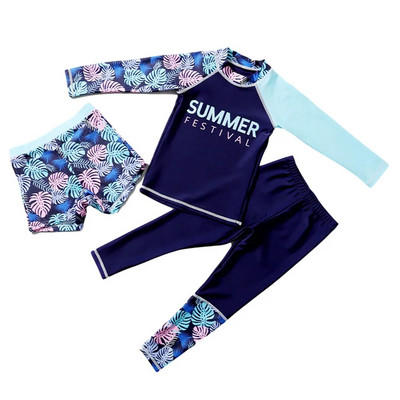 3 komada Dječaci Djevojčice Odrasle Žene Kupaći kostimi Brzo sušeći kupaći kostimi za zaštitu od sunca Dugi rukavi Hlače Kratke hlače Set Ronilački kupaći kostimi Neoprenska odijela