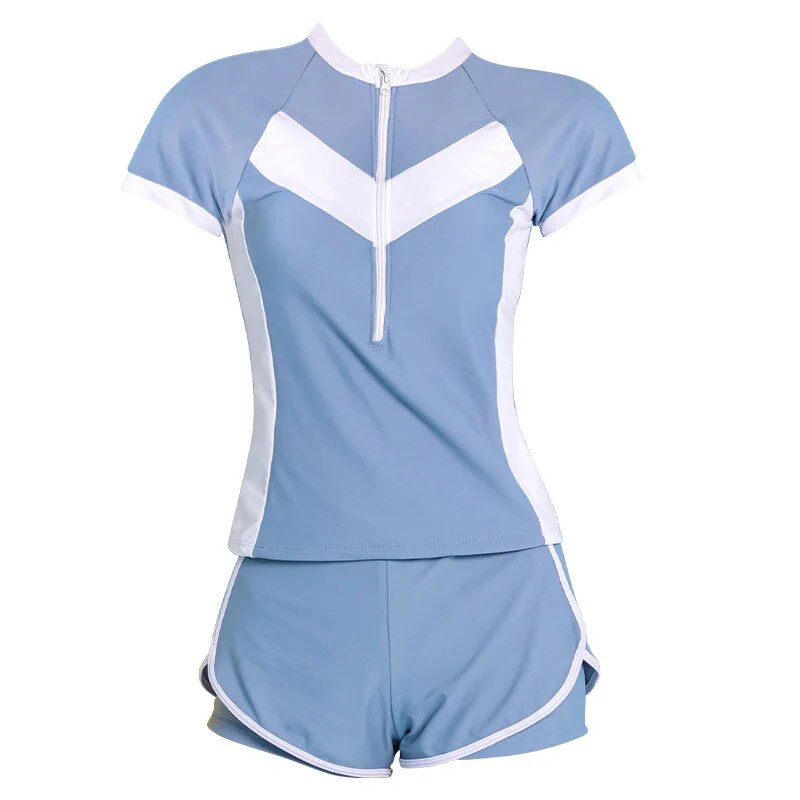 Ljetni kupaći kostim s patentnim zatvaračem kratkih rukava Seksi dvodijelni komplet za surfanje Ženski kupaći kostim Novi kupaći kostim za 2023. Ženska sportska odjeća za plažu