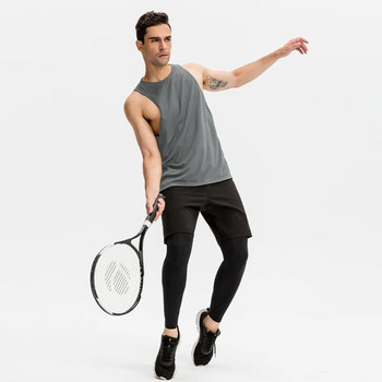 Мъжко спортно облекло за тенис, дишаща мрежеста жилетка, суичъри за гимнастика, пауърлифтинг, бягане, бодибилдинг, основен слой, баскетболен потник roupa