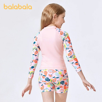 Balabala Прохождащо момиче Бански костюм Удобен оживен сладък разделен бански с дълги ръкави