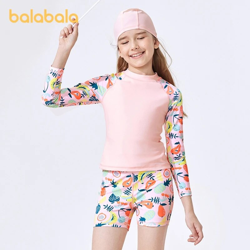 Balabala kupaći kostim za malu djevojčicu Udoban, živahan simpatičan kupaći kostim s dugim rukavima s podijeljenim dijelovima