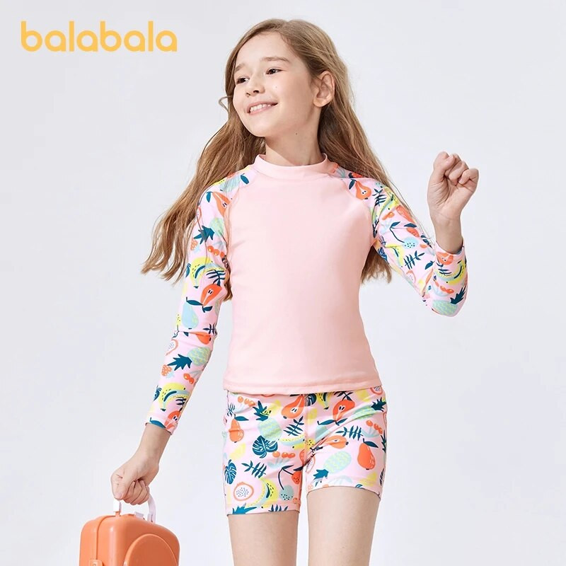 Balabala kupaći kostim za malu djevojčicu Udoban, živahan simpatičan kupaći kostim s dugim rukavima s podijeljenim dijelovima