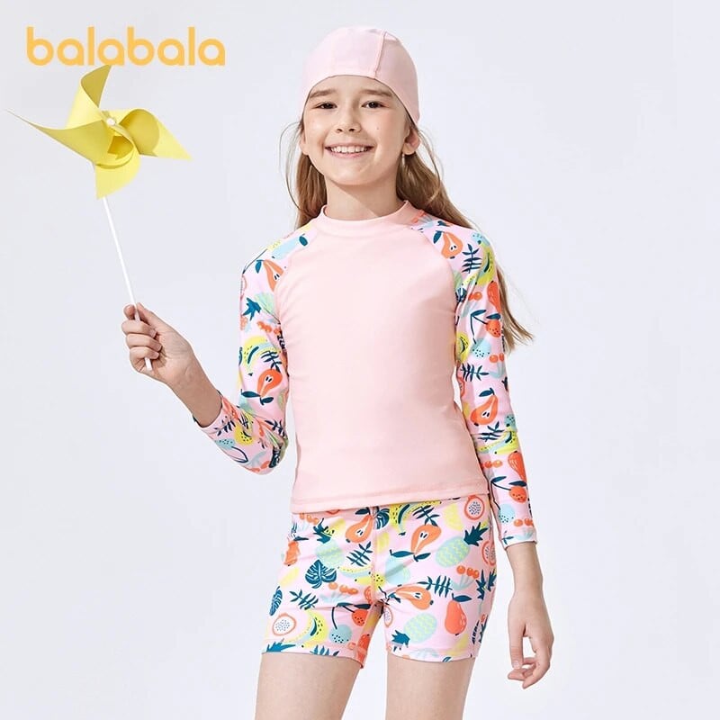 Balabala kupaći kostim za malu djevojčicu Udoban, živahan simpatičan kupaći kostim s dugim rukavima s podijeljenim dijelovima