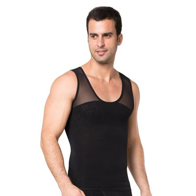 Men Mesh Shapewear Slimming Body Shaper Abdominal Control Corset Thin Fitness Body Underwear Compression Shirt Workout Tank Tops