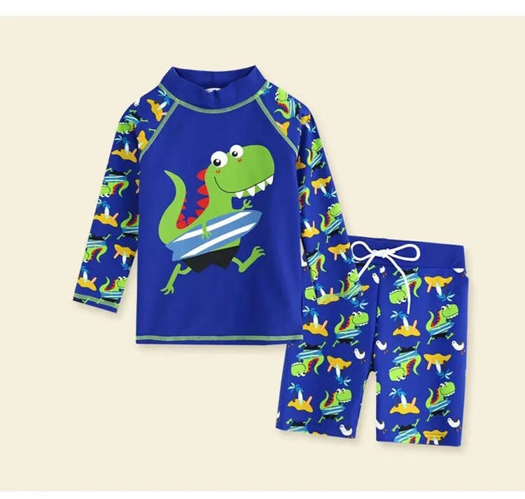Dječji kupaći kostimi Dječaci Djevojčice Kupaći kostimi 2 komada (majica + gaća) Split dugih rukava Krema za sunčanje Quick Dry Dječaci Topli set