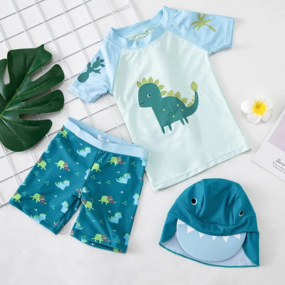 Fürdőruha Fiú Shark Print Rash Guard Gyermek hosszú ujjú UPF50 Úszóruha fiúknak Nyári Strandruhák Fürdőruha Gyerekek