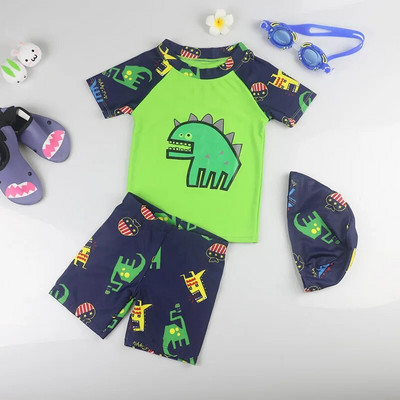 Fürdőruha Fiú Shark Print Rash Guard Gyermek hosszú ujjú UPF50 Úszóruha fiúknak Nyári Strandruhák Fürdőruha Gyerekek