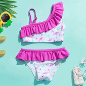 Ruffle Trim Meiteņu peldkostīms 5–14 gadus veciem bērniem, flamingo meitenes bikini komplekts pusaudžiem, divdaļīgs bērnu peldkostīms, peldkostīms, pludmales apģērbs 2022