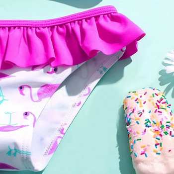 Бански костюм за момиче с волани Деца 5-14 години Комплект бикини за момиче с фламинго, тийнейджърски комплект от две части Детски бански костюм Плажно облекло 2022