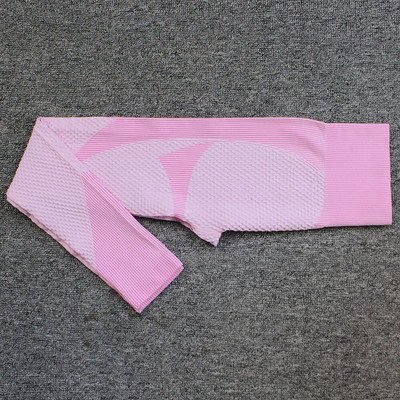 Bešavne rebraste sportske tajice s visokim strukom Slim Fit Sivo ružičaste joga hlače za trčanje za žene Gym Fitness tajice Push Up