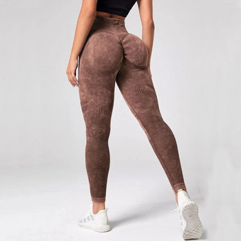 2023 Дамски клинове Washing Yoga Pants Bubble Butt Push Up Fitness Legging High Waist Scrunch Tight Mujer Gym Seamless Legging