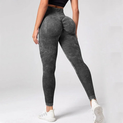 2023 Дамски клинове Washing Yoga Pants Bubble Butt Push Up Fitness Legging High Waist Scrunch Tight Mujer Gym Seamless Legging