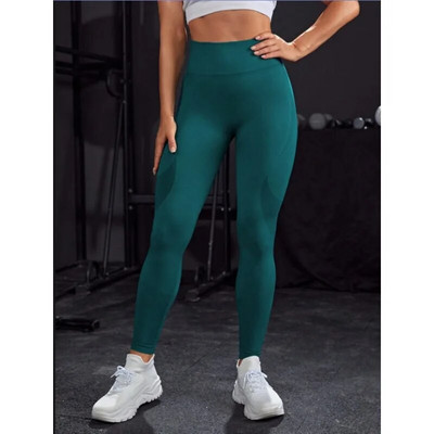 Tajice s visokim strukom za podizanje stražnjice. Ženske tajice za fitness Čvrsto pleteno bešavno trčanje na otvorenom, trčanje, uske tajice za jogu