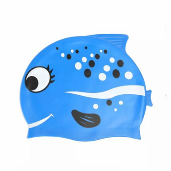 Παιδικό καπέλο ψαριού σιλικόνης Cartoon Boys Girls Swimming Training High Elastic Waterproof Cute Swimming Cap, Swim Swim for Kids