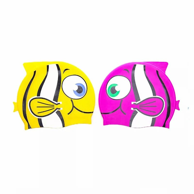 Dječja silikonska kapa s ribicama iz crtića Dječaci Djevojčice Obuka plivanja Visoko elastična vodootporna slatka kapa za plivanje, kapa za plivanje za djecu