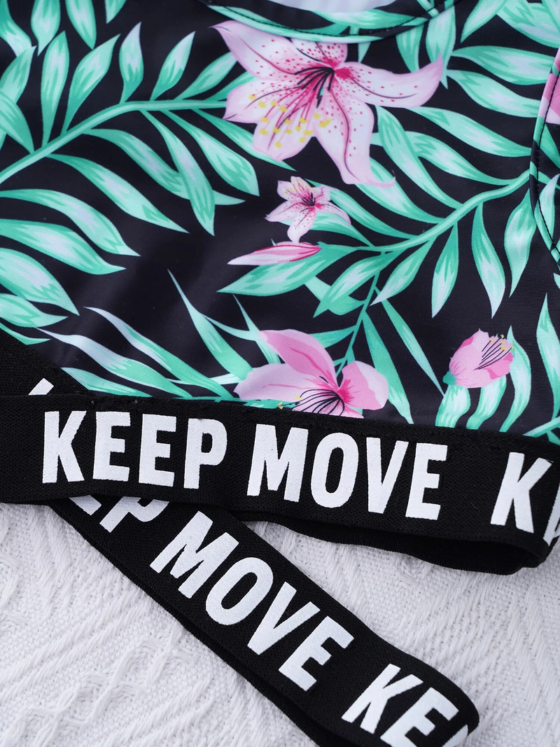 Dvodijelni kupaći kostim za djevojčice Dvodijelni kupaći kostim Okrugli izrez bez rukava s križnim pojasom Skraćene majice i kratke hlače Komplet kupaćih kostima Odjeća