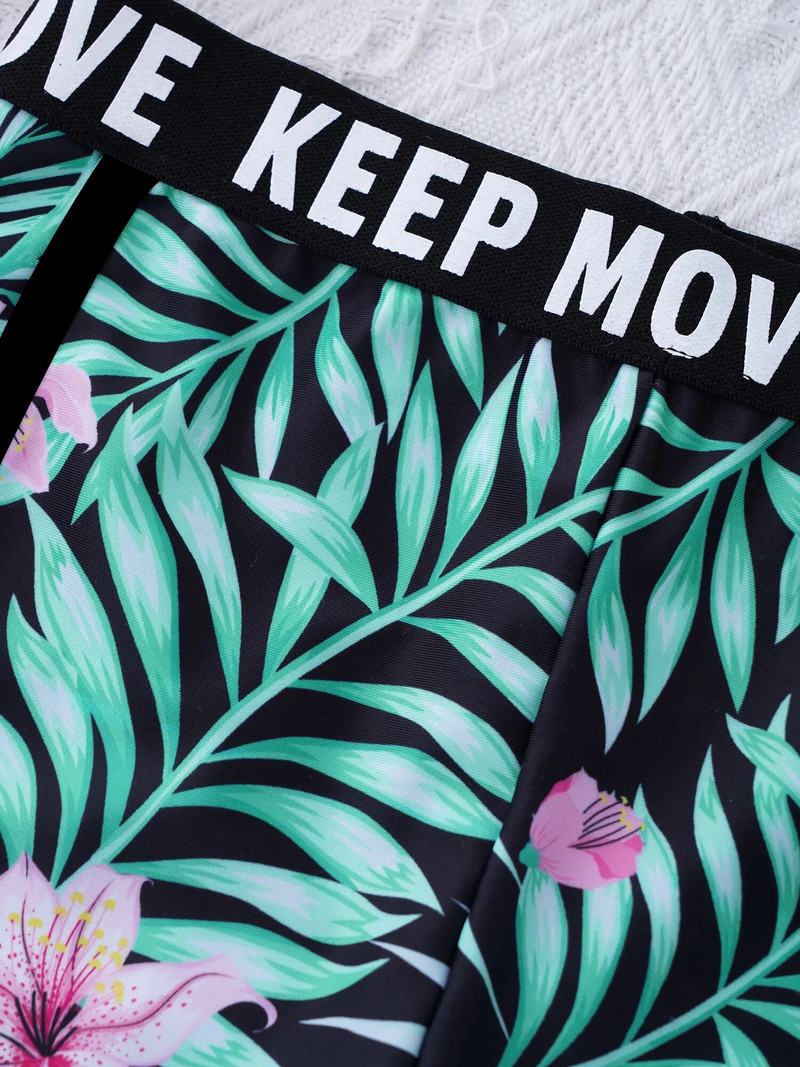 Dvodijelni kupaći kostim za djevojčice Dvodijelni kupaći kostim Okrugli izrez bez rukava s križnim pojasom Skraćene majice i kratke hlače Komplet kupaćih kostima Odjeća