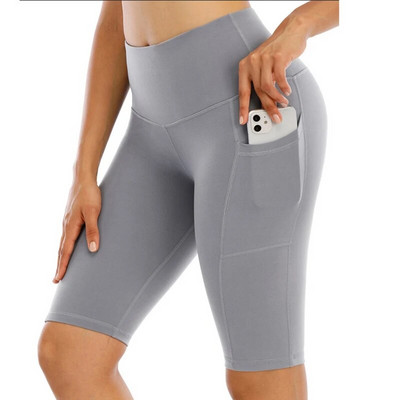 Ženske kratke tajice za fitnes Ljetne tajice od poliestera s džepovima Vruće rasprodane sportske joga hlače s elastikom visokog struka
