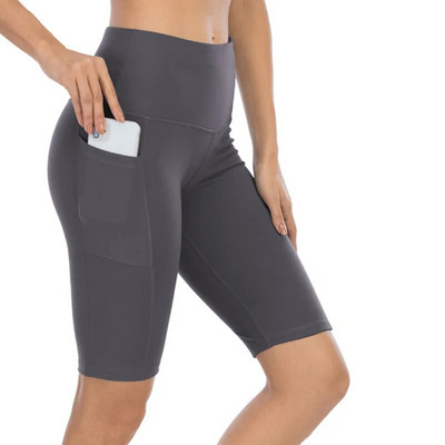 Ženske kratke tajice za fitnes Ljetne tajice od poliestera s džepovima Vruće rasprodane sportske joga hlače s elastikom visokog struka