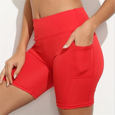 Fitness Shorts Naiste Joogapüksid Tasku Sport säärised Õmblusteta Quick Dry Spordipüksid Jooksu lühikesed sukkpüksid Femme Workout Mujer