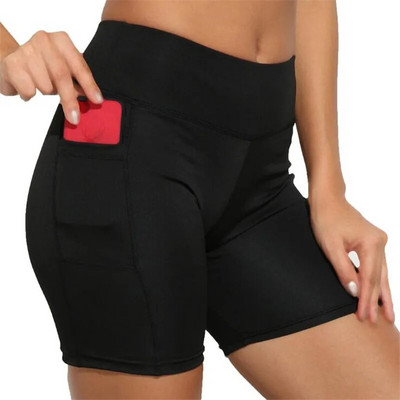 Fitness Shorts Naiste Joogapüksid Tasku Sport säärised Õmblusteta Quick Dry Spordipüksid Jooksu lühikesed sukkpüksid Femme Workout Mujer