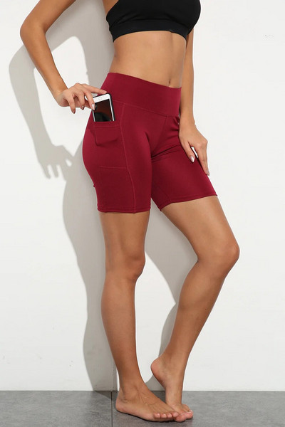 Fitness Shorts Naiste Joogapüksid Tasku Sport säärised Õmblusteta Quick Dry Spordipüksid Jooksu lühikesed sukkpüksid Femme Workout Mujer