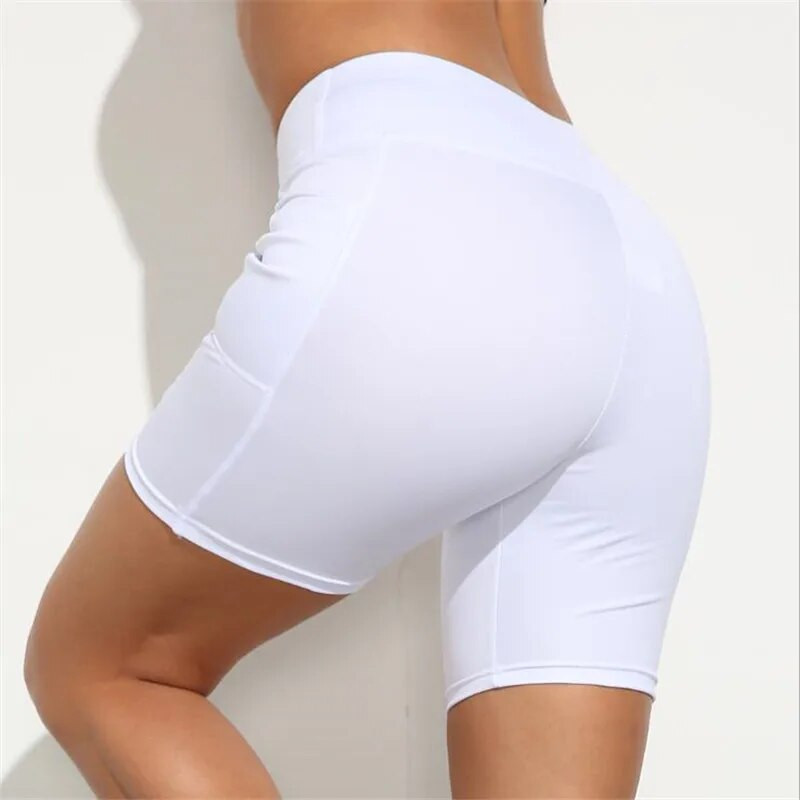 Fitness Shorts Naiste Joogapüksid Tasku Sport säärised Õmblusteta Quick Dry Spordipüksid Jooksu lühikesed sukkpüksid Femme Workout Mujer