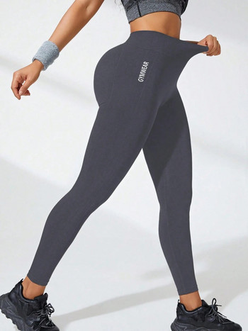 Дамски клинове за йога с висока талия Letter Gymwear Безшевни високо еластични повдигащи дупето дишащи спортни панталони за жени