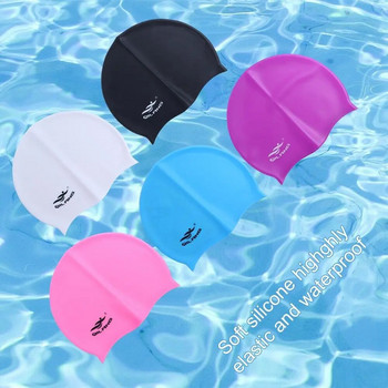 Мъже и жени Еластична шапка за плуване с дълга коса Силиконова гъвкава водоустойчива шапка за плуване Шапка за басейн Шапка за плуване Шапка за плуване